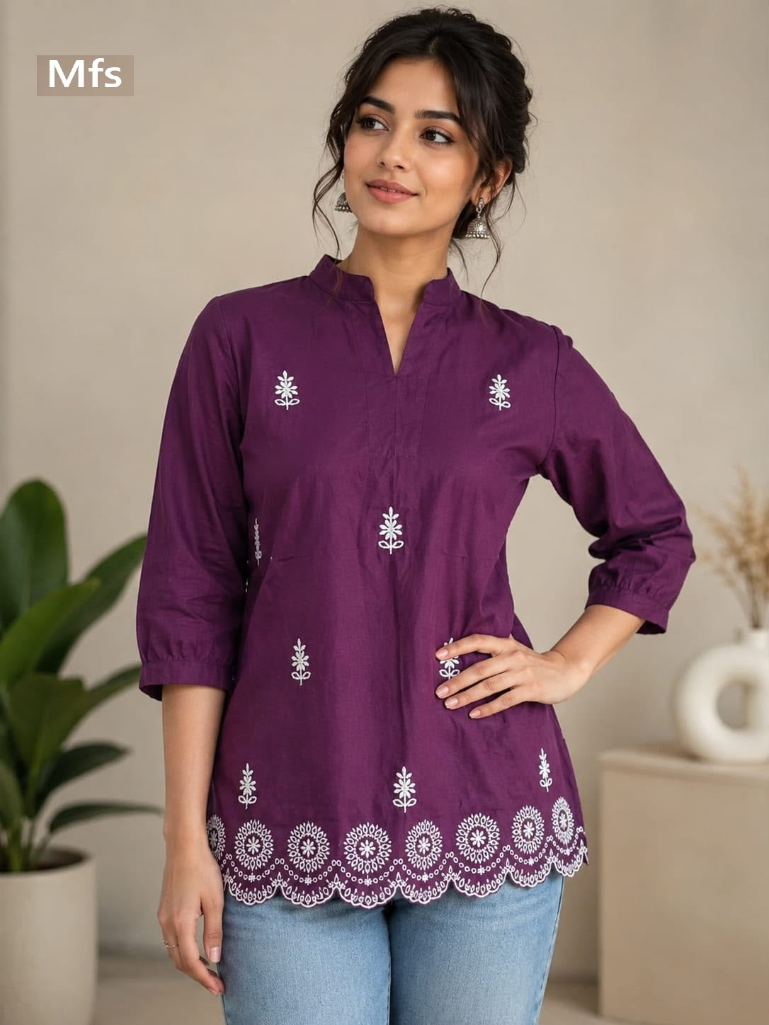 Border Print 0709 Mfs Cotton Short Kurtis Manufacturer India