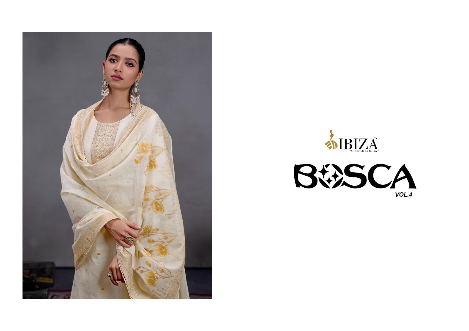 Bosco Vol 4 Ibiza Pure Lawn Pant Style Suits Wholesaler Ahmedabad