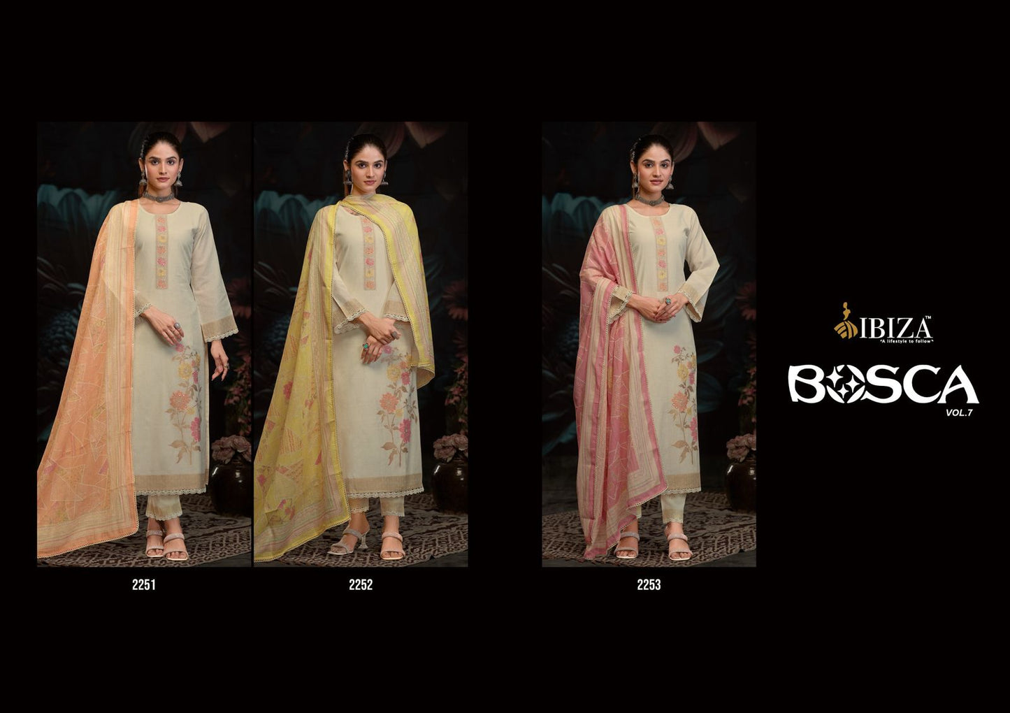 Bosco Vol 7 Ibiza Pure Lawn Pant Style Suits Wholesale Price