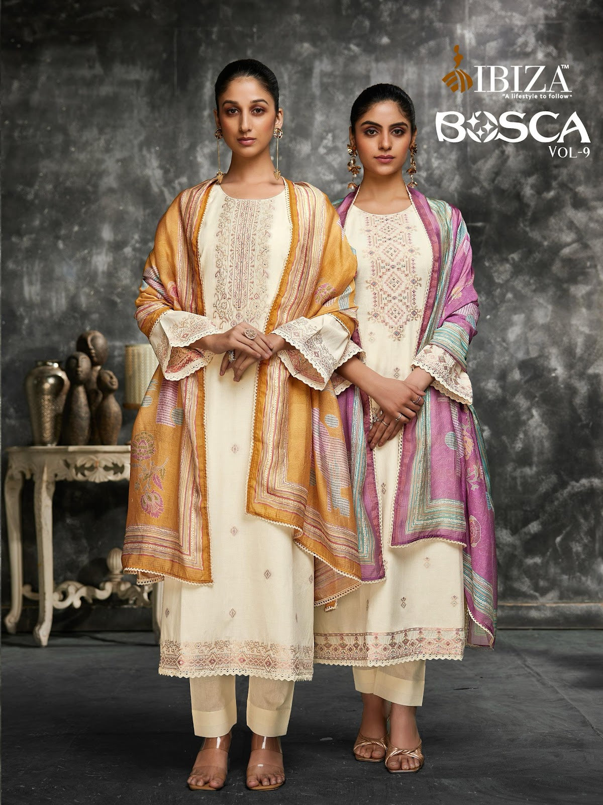 Bosco Vol 9 Ibiza Pure Lawn Pant Style Suits Manufacturer