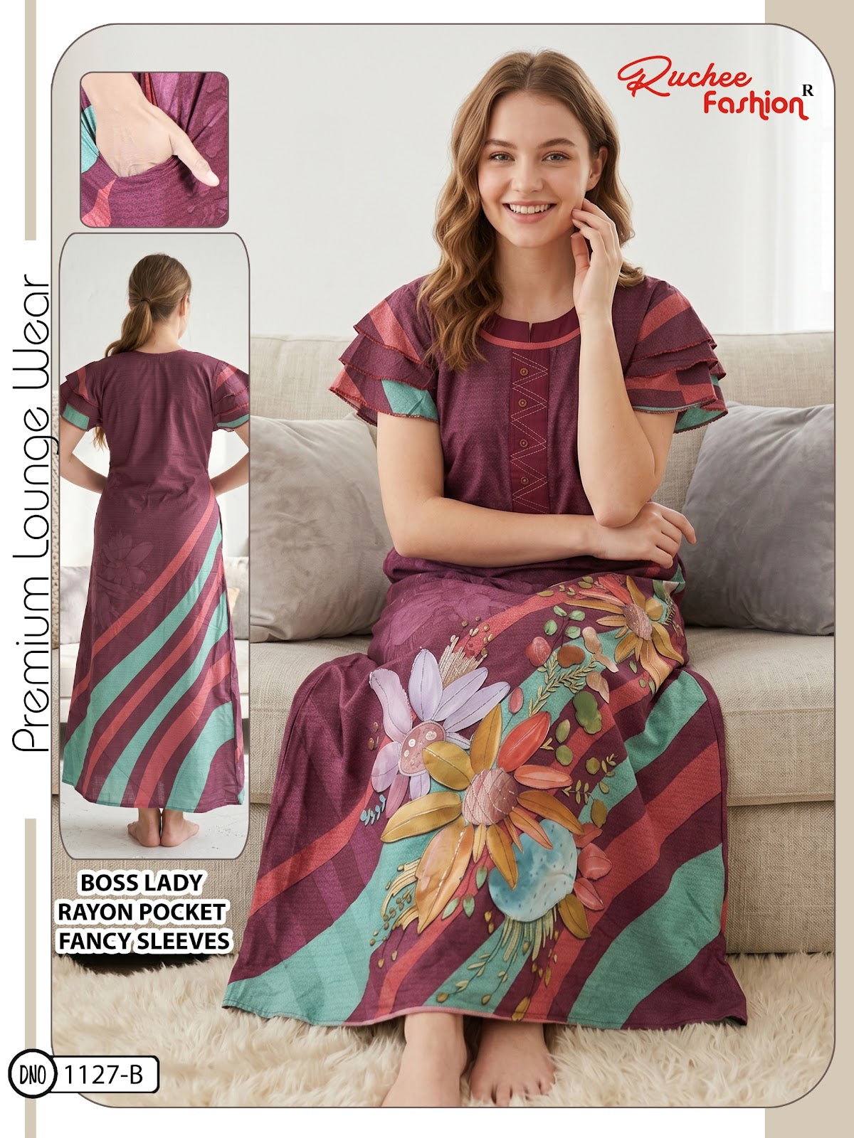Boss Lady Ruchee Fashion Rayon Night Gowns Wholesaler