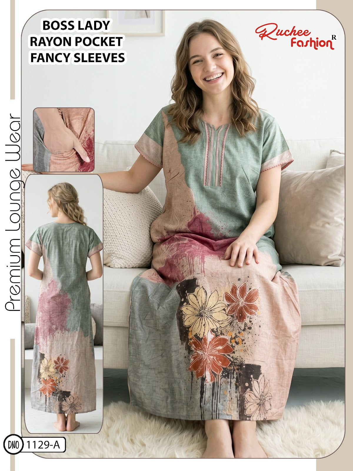 Boss Lady Ruchee Fashion Rayon Night Gowns Wholesaler