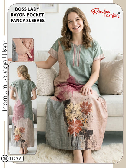 Boss Lady Ruchee Fashion Rayon Night Gowns Wholesaler