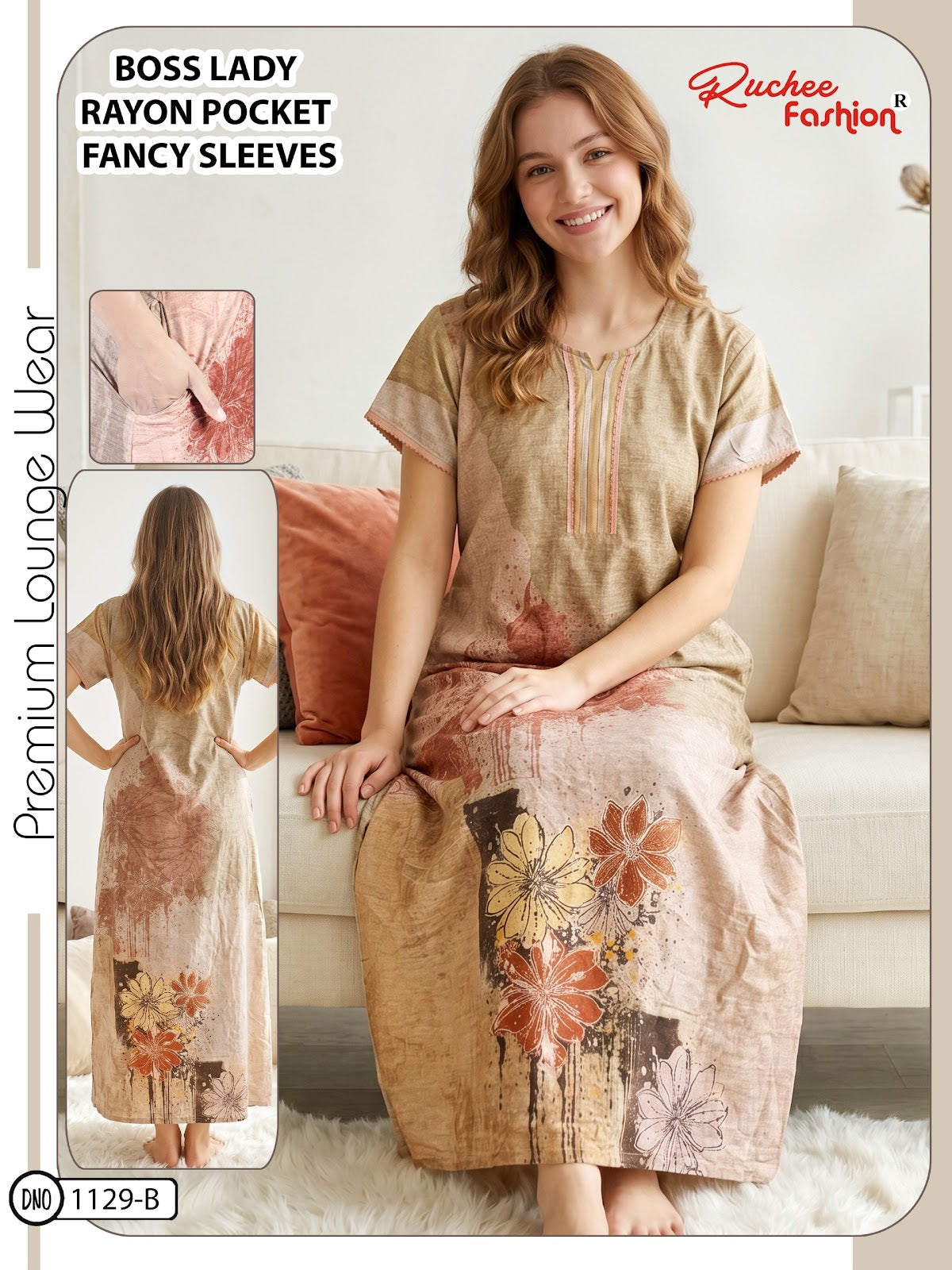 Boss Lady Ruchee Fashion Rayon Night Gowns Wholesaler