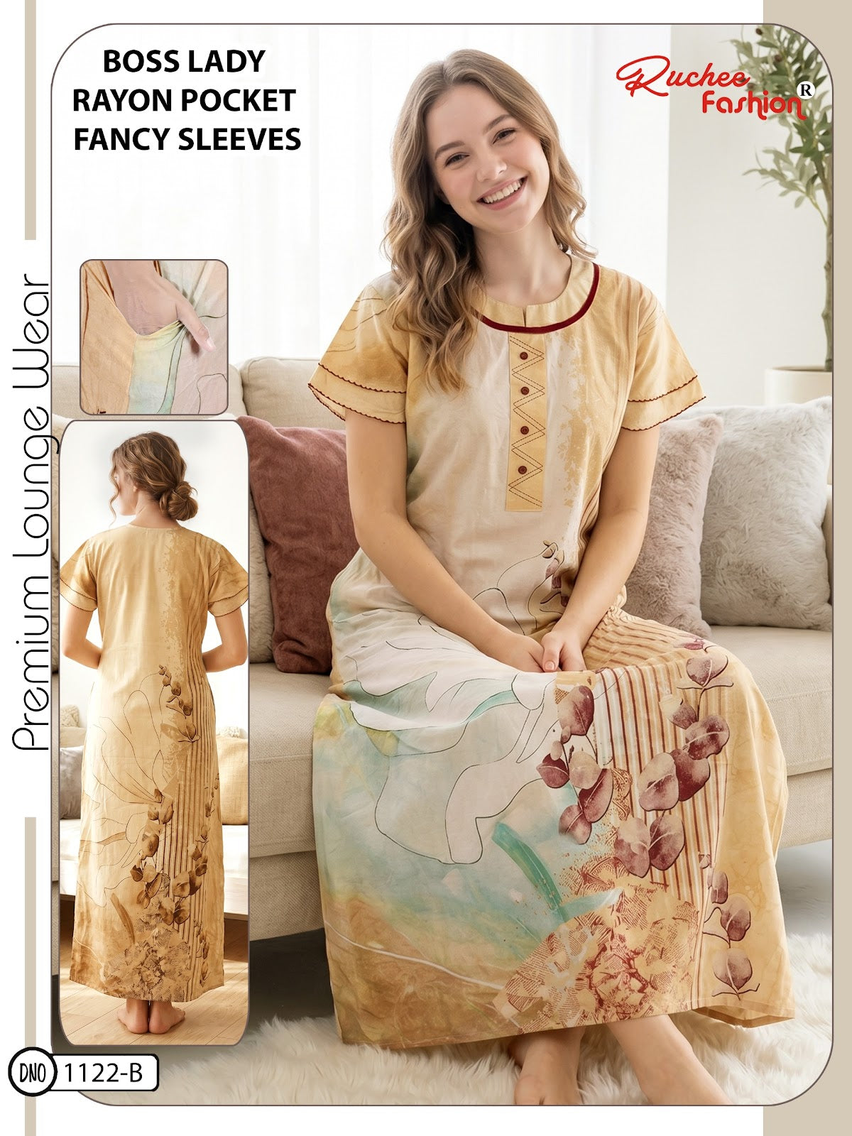 Boss Lady Ruchee Fashion Rayon Night Gowns Wholesaler