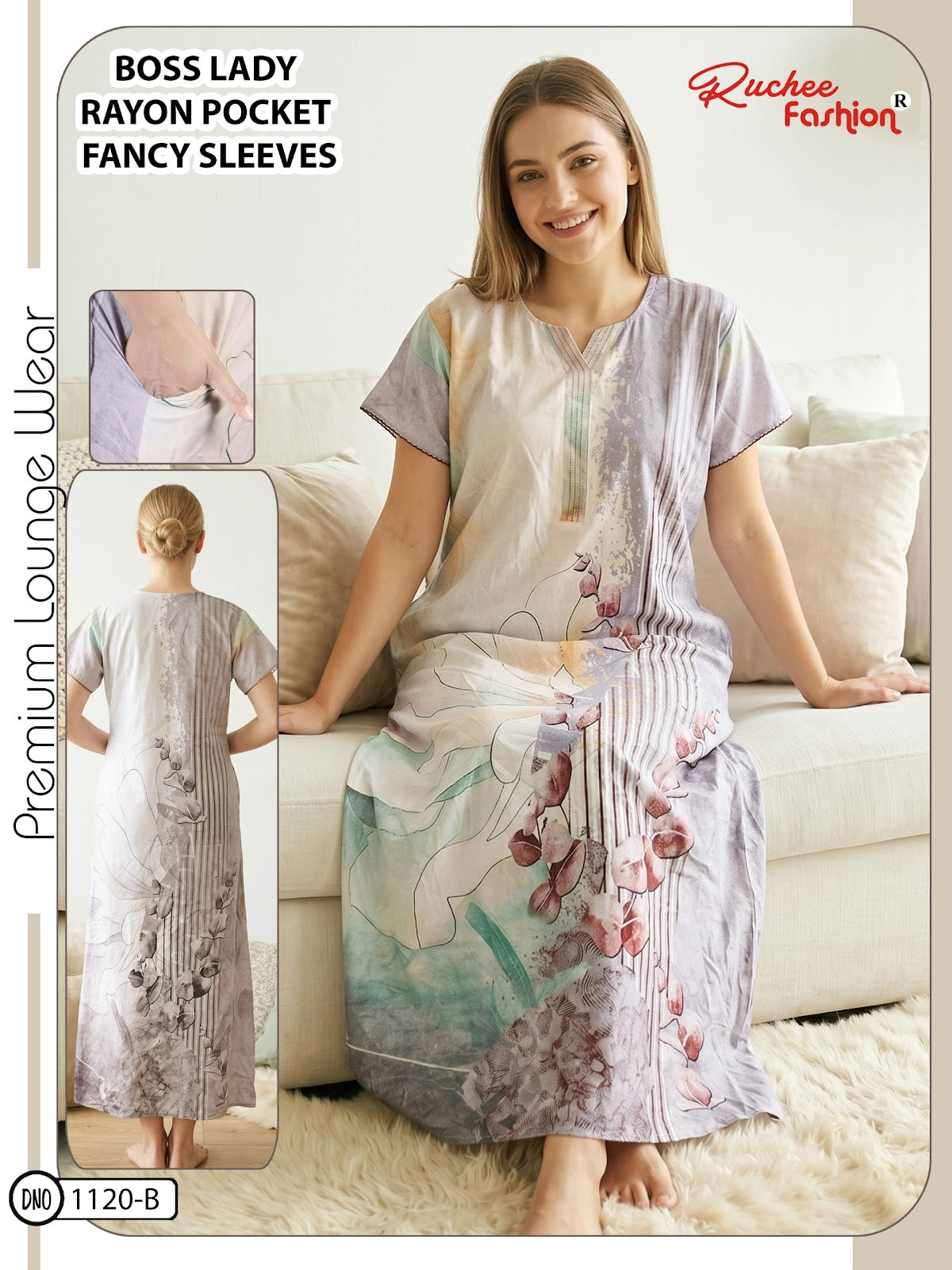 Boss Lady Ruchee Fashion Rayon Night Gowns Wholesaler