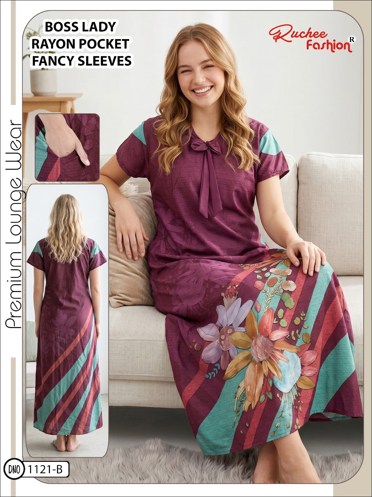 Boss Lady Ruchee Fashion Rayon Night Gowns Wholesaler