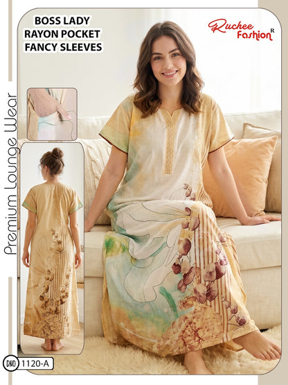 Boss Lady Ruchee Fashion Rayon Night Gowns Wholesaler