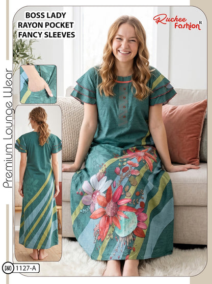 Boss Lady Ruchee Fashion Rayon Night Gowns Wholesaler