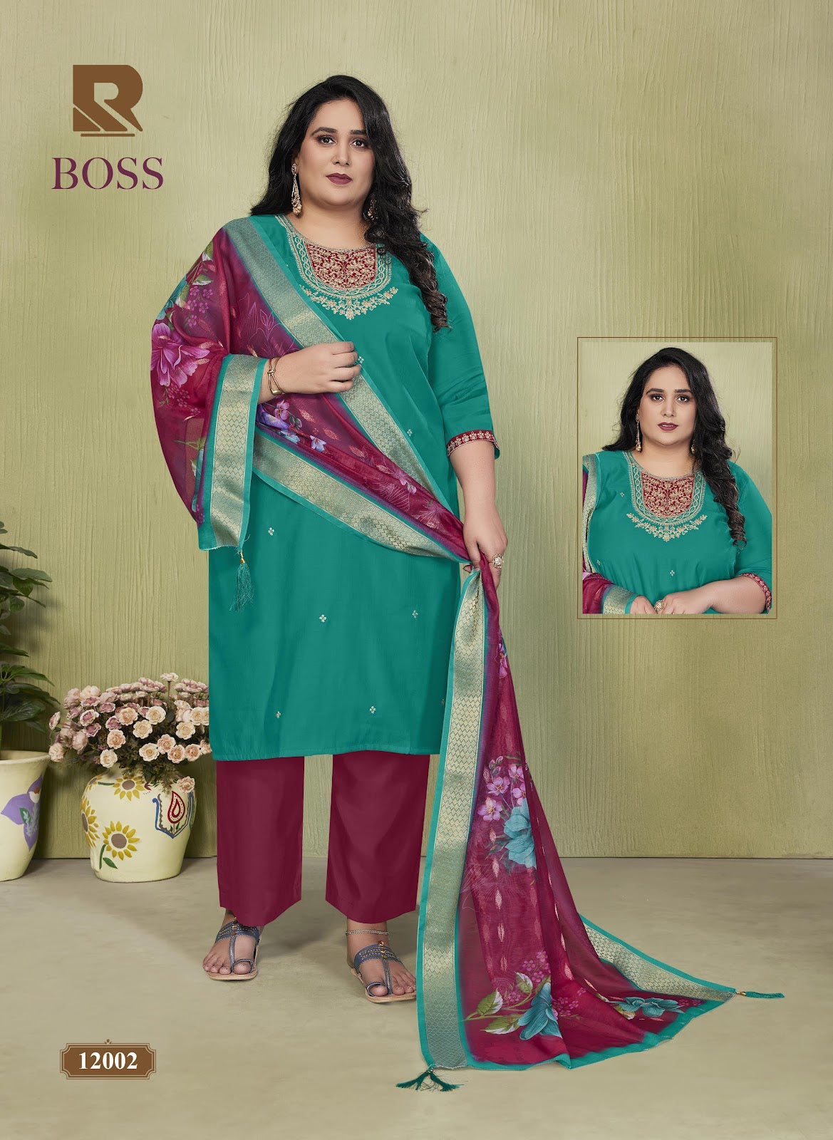 Boss Raashi Roman Silk Readymade Pant Style Suits Manufacturer Ahmedabad