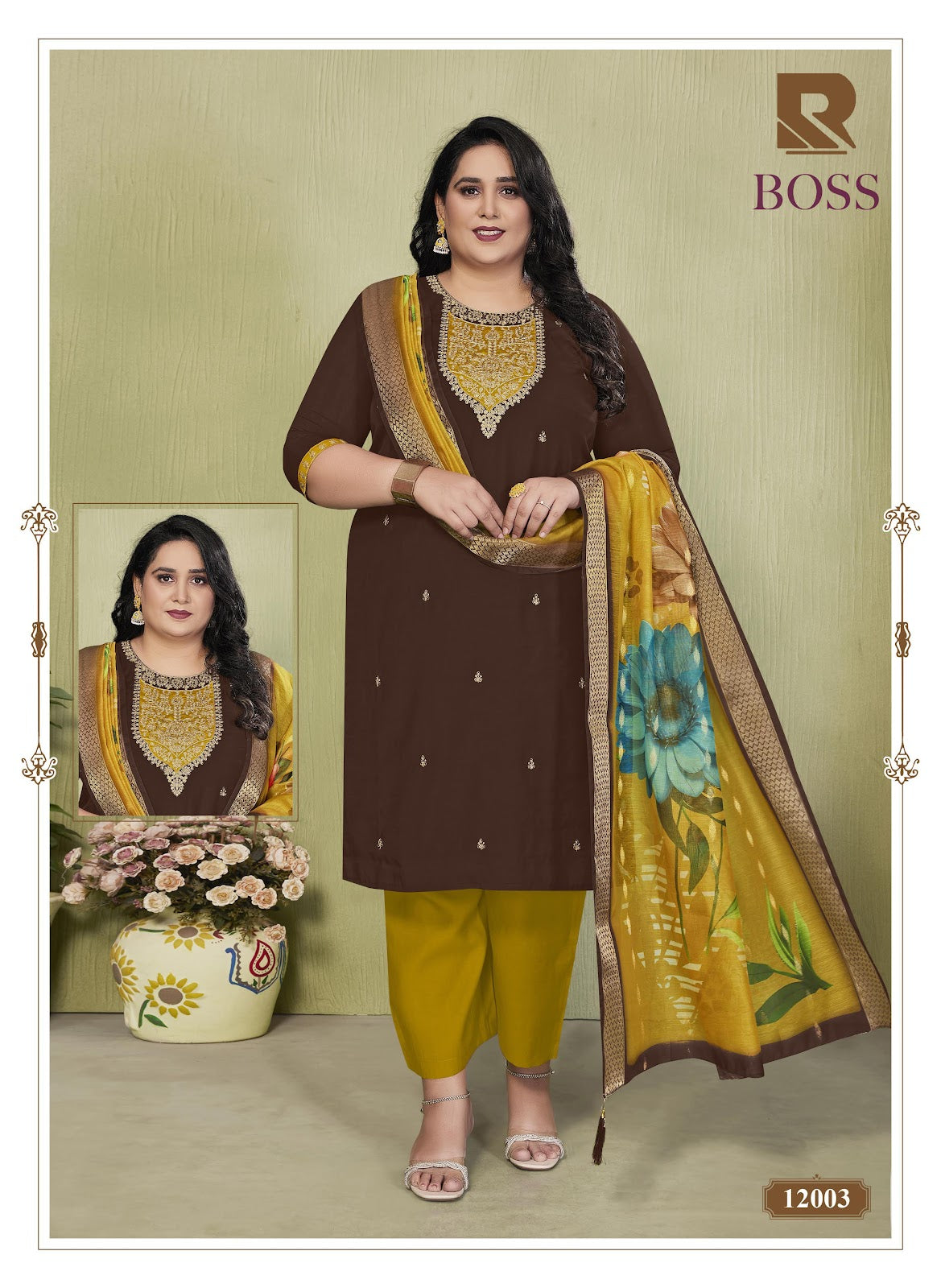 Boss Raashi Roman Silk Readymade Pant Style Suits Manufacturer Ahmedabad