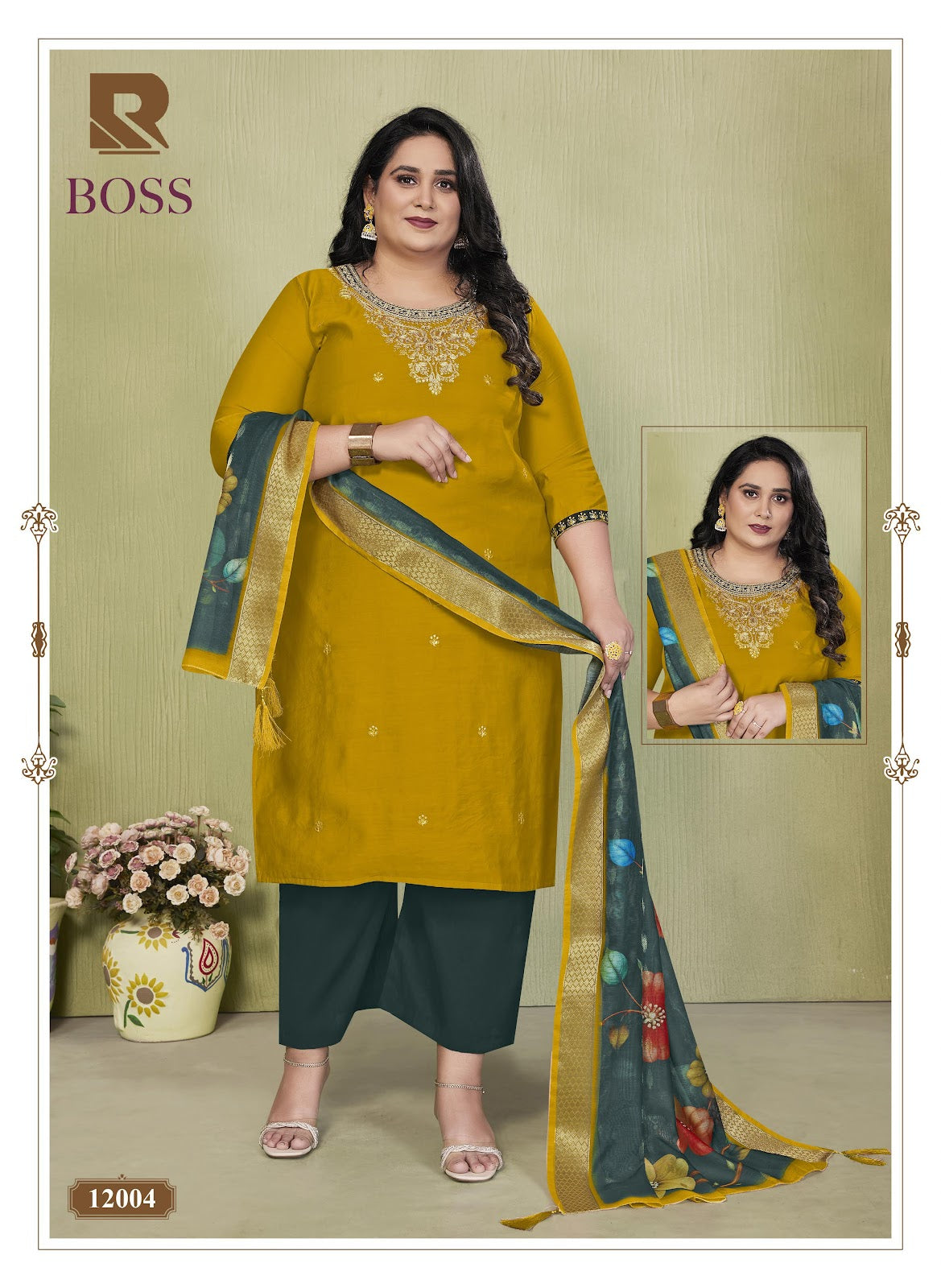 Boss Raashi Roman Silk Readymade Pant Style Suits Manufacturer Ahmedabad
