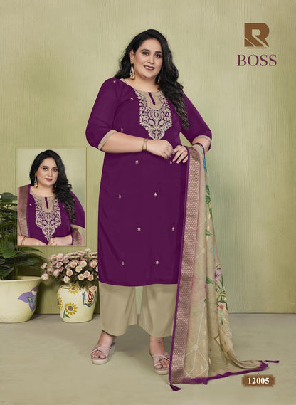 Boss Raashi Roman Silk Readymade Pant Style Suits Manufacturer Ahmedabad