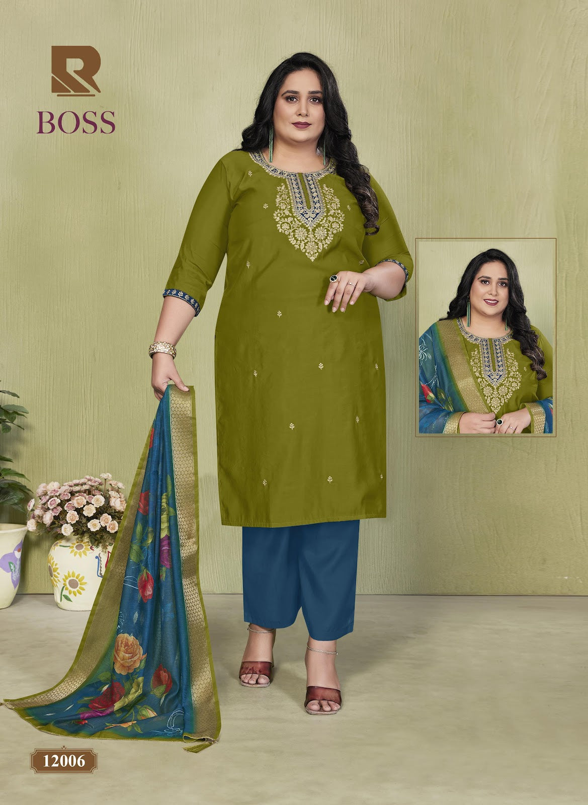 Boss Raashi Roman Silk Readymade Pant Style Suits Manufacturer Ahmedabad