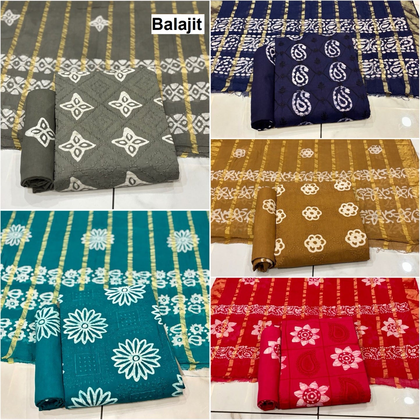 Bottom 2.20 Mtr Balajit Batik Cotton Dress Material Wholesaler Gujarat