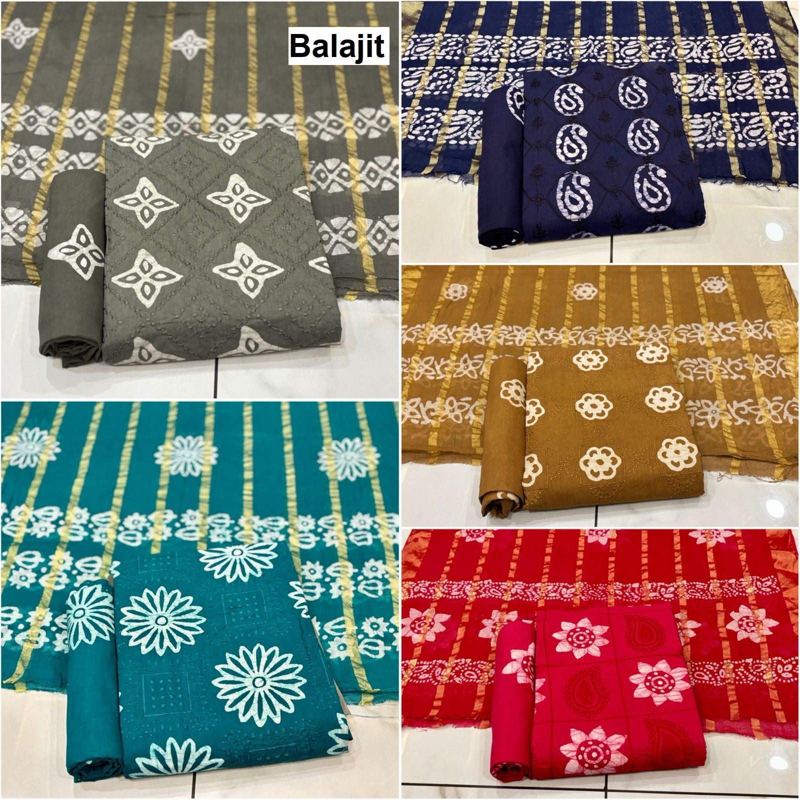 Bottom 2.20 Mtr Balajit Batik Cotton Dress Material Wholesaler Gujarat