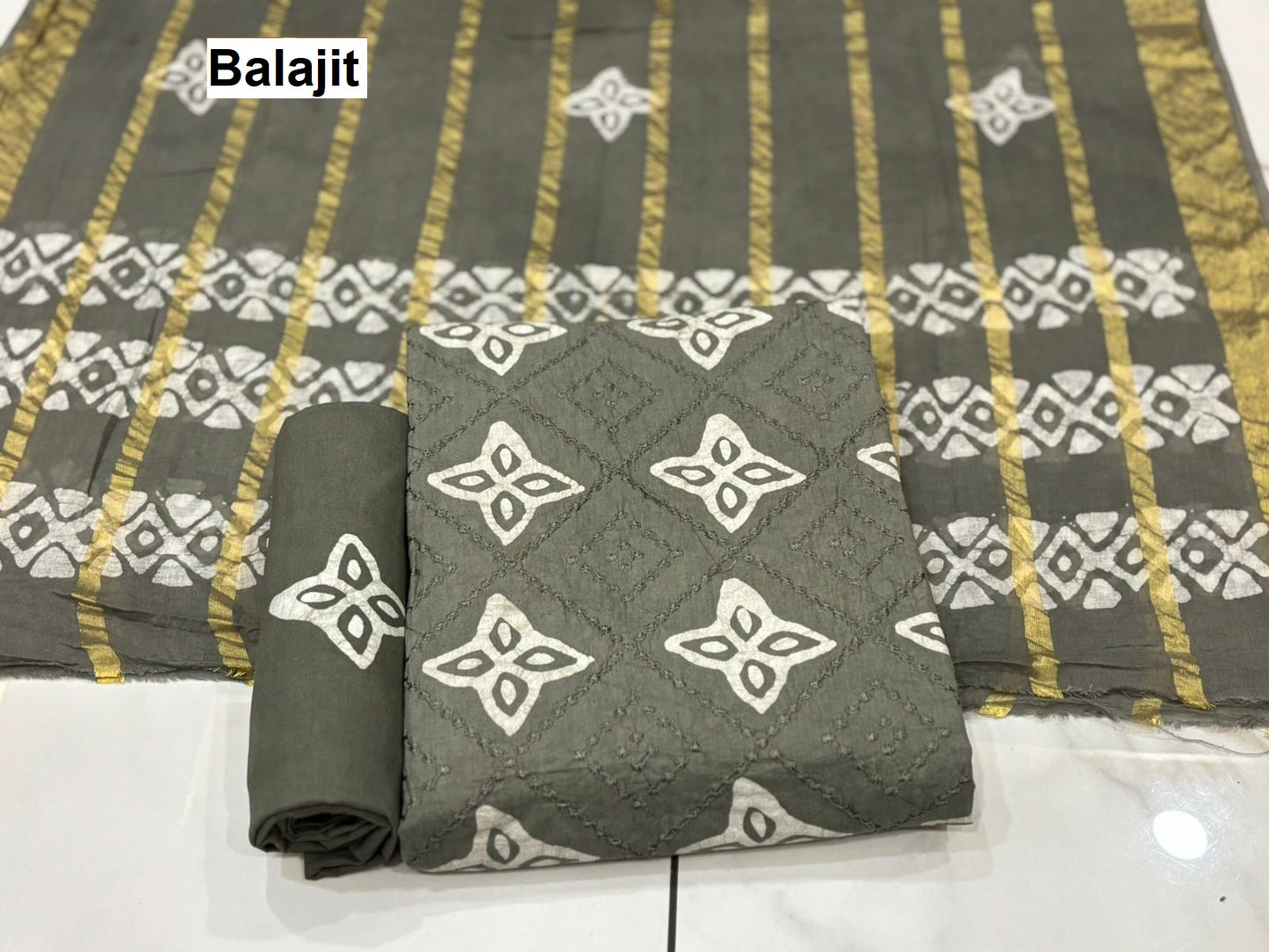 Bottom 2.20 Mtr Balajit Batik Cotton Dress Material Wholesaler Gujarat