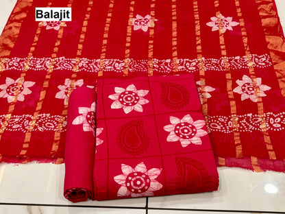 Bottom 2.20 Mtr Balajit Batik Cotton Dress Material Wholesaler Gujarat