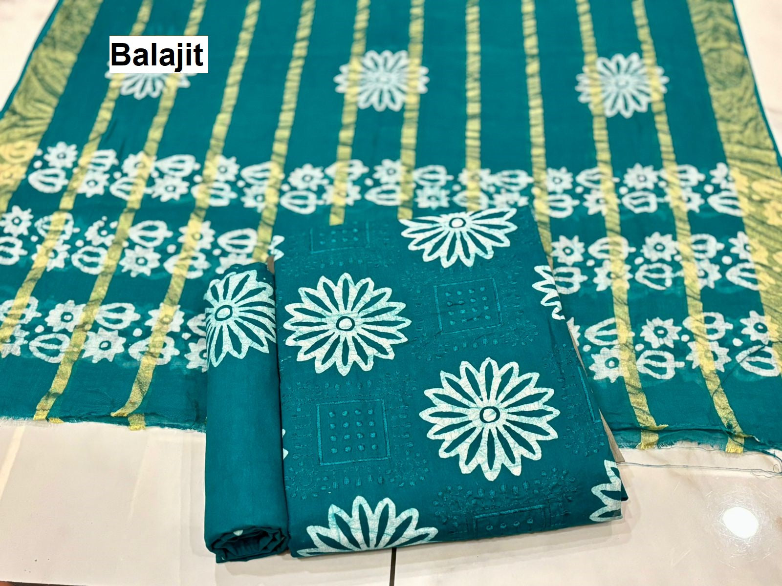 Bottom 2.20 Mtr Balajit Batik Cotton Dress Material Wholesaler Gujarat