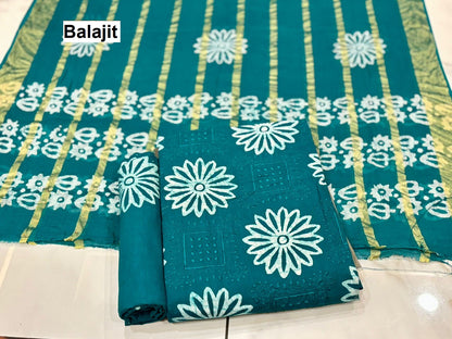 Bottom 2.20 Mtr Balajit Batik Cotton Dress Material Wholesaler Gujarat