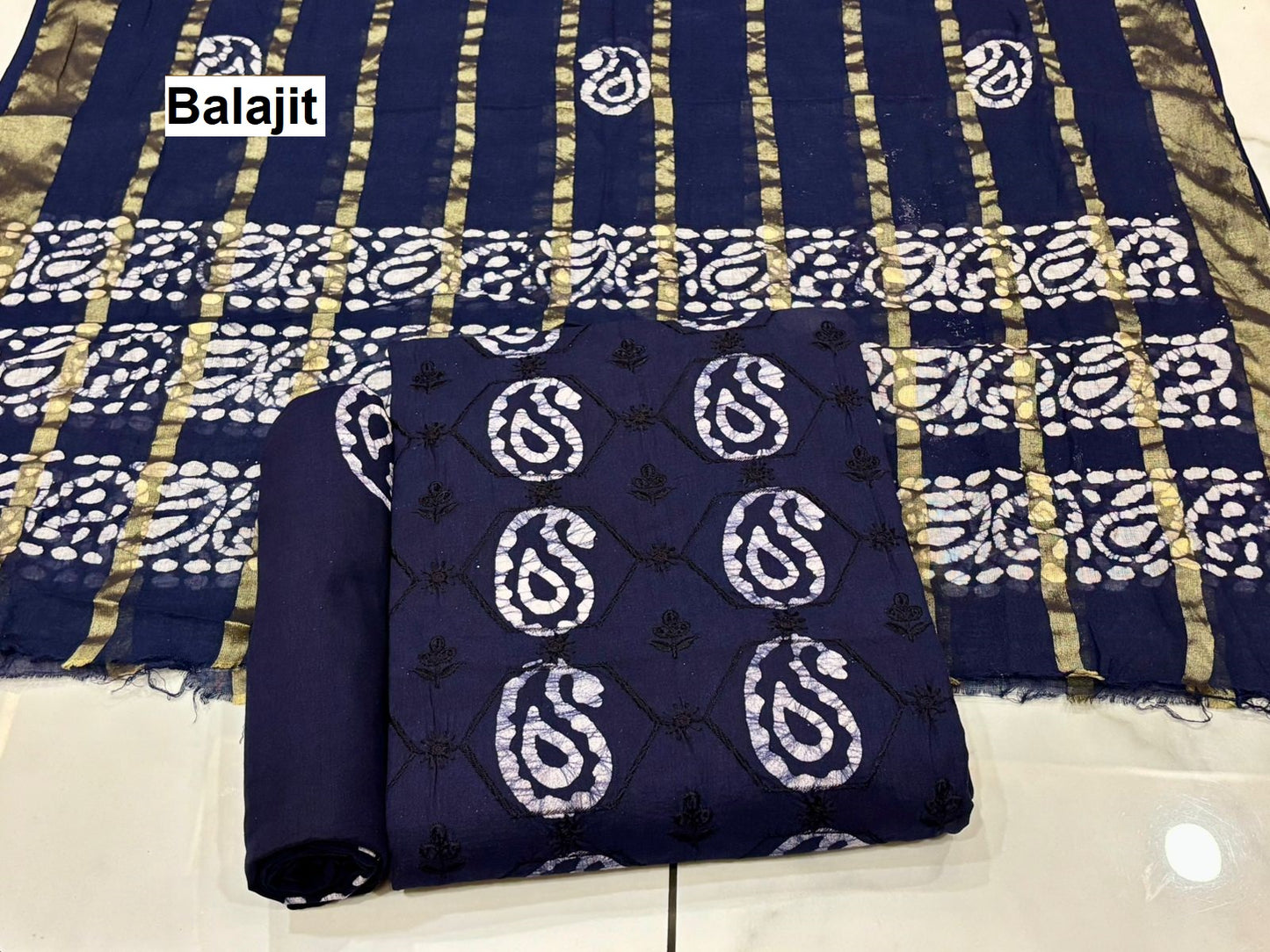 Bottom 2.20 Mtr Balajit Batik Cotton Dress Material Wholesaler Gujarat