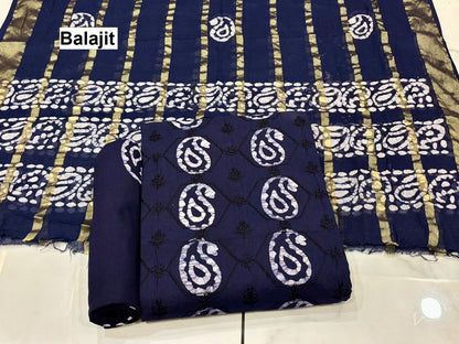 Bottom 2.20 Mtr Balajit Batik Cotton Dress Material Wholesaler Gujarat