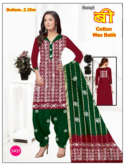 Bottom 2.25 Mtr Balajit Wax Batik Cotton Dress Material Manufacturer Gujarat