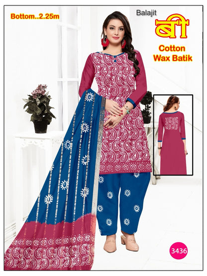 Bottom 2.25 Mtr Balajit Wax Batik Cotton Dress Material Manufacturer Gujarat