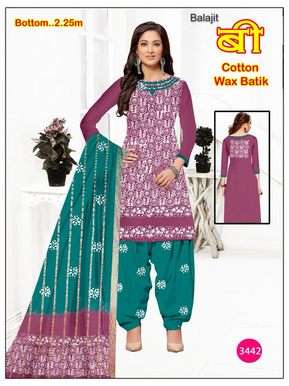 Bottom 2.25 Mtr Balajit Wax Batik Cotton Dress Material Manufacturer Gujarat