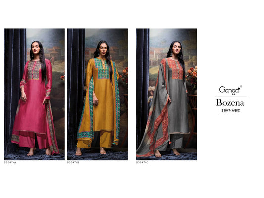 Bozena S3047 Ganga Silk Plazzo Style Suits Manufacturer India