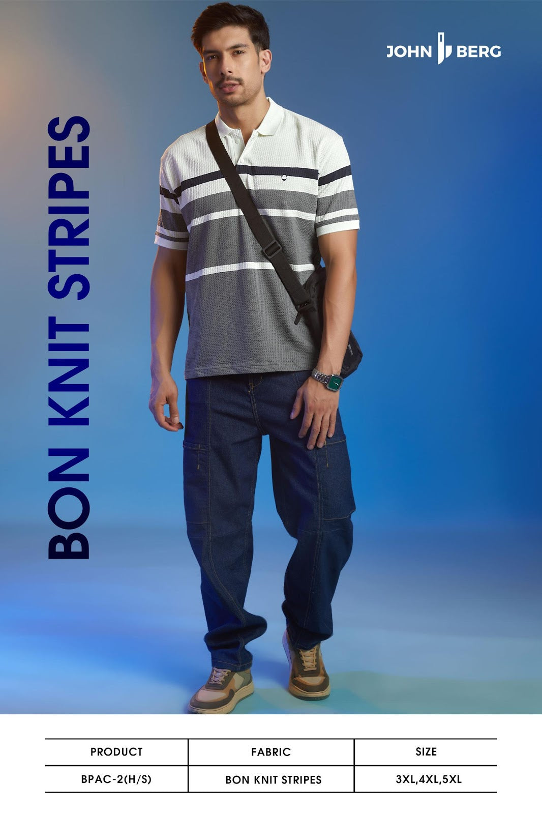 Bpac 2 Plus Size John Berg Knit Mens Tshirts Wholesaler