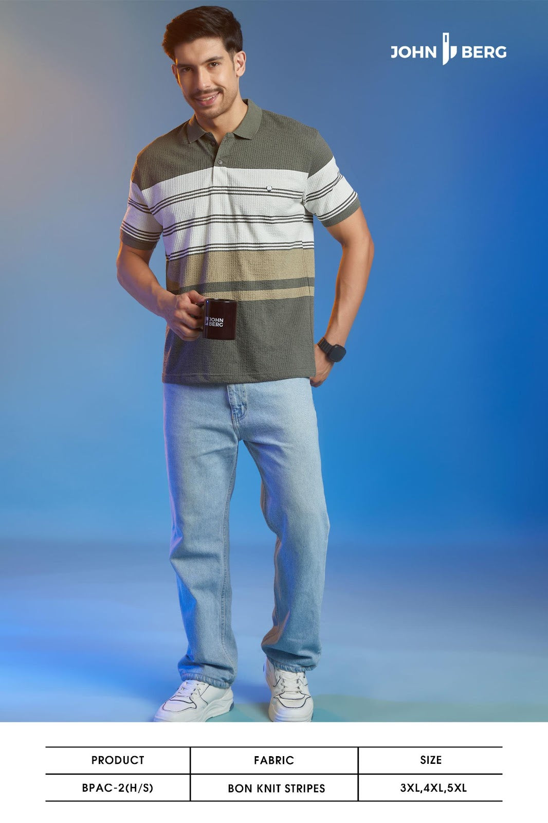 Bpac 2 Plus Size John Berg Knit Mens Tshirts Wholesaler