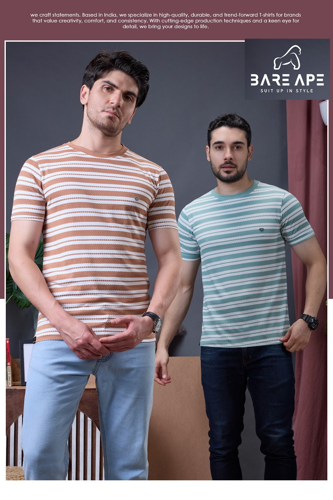 Br 1006 Bare Ape Stripes Mens Tshirts Supplier Ahmedabad