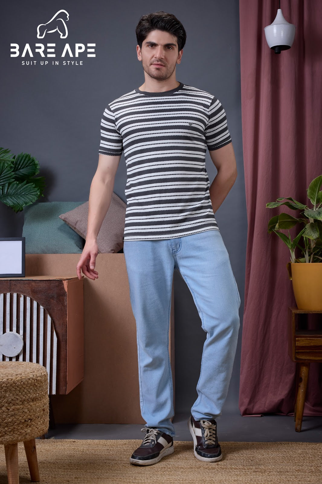 Br 1006 Bare Ape Stripes Mens Tshirts Supplier Ahmedabad