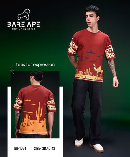 Br 1064 Drop Shoulder Bare Ape Cotton Looper Mens Tshirts Exporter