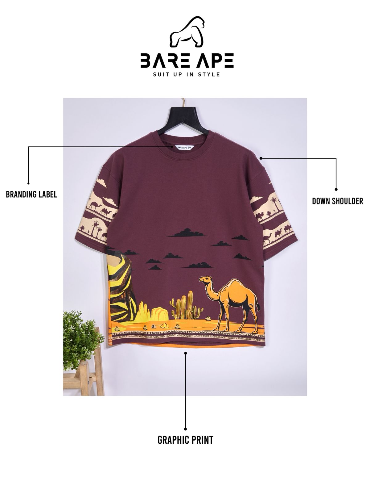 Br 1064 Drop Shoulder Bare Ape Cotton Looper Mens Tshirts Exporter