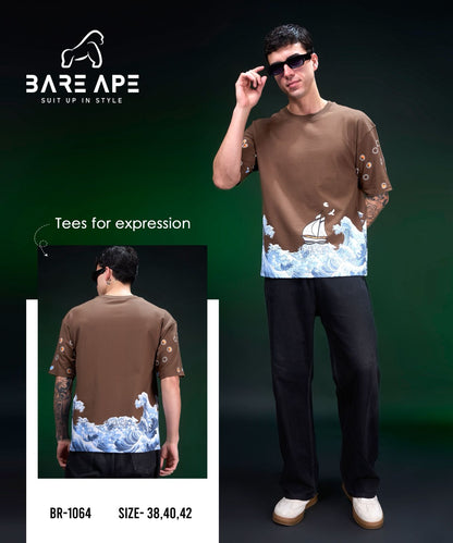 Br 1064 Drop Shoulder Bare Ape Cotton Looper Mens Tshirts Exporter