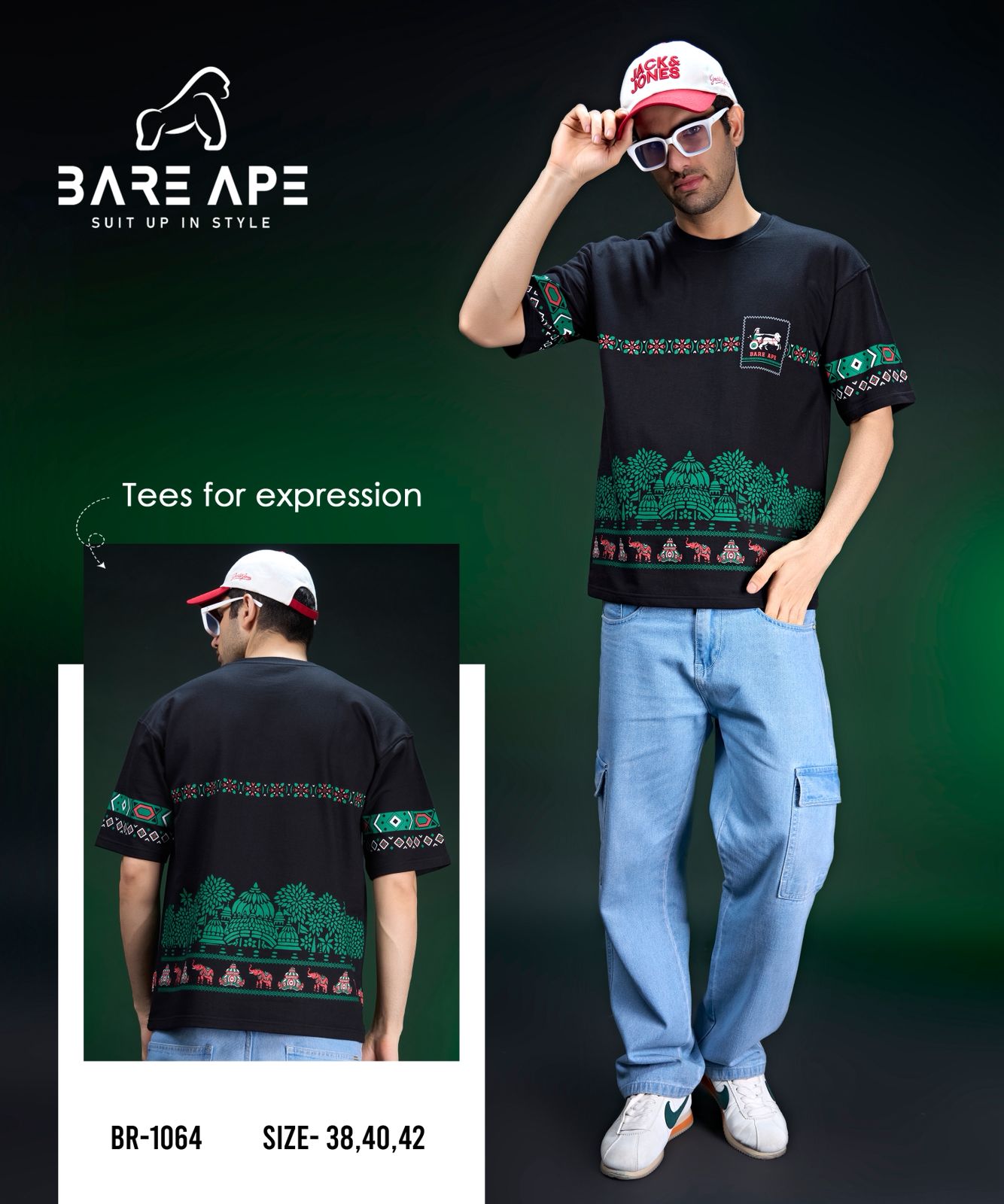 Br 1064 Drop Shoulder Bare Ape Cotton Looper Mens Tshirts Exporter