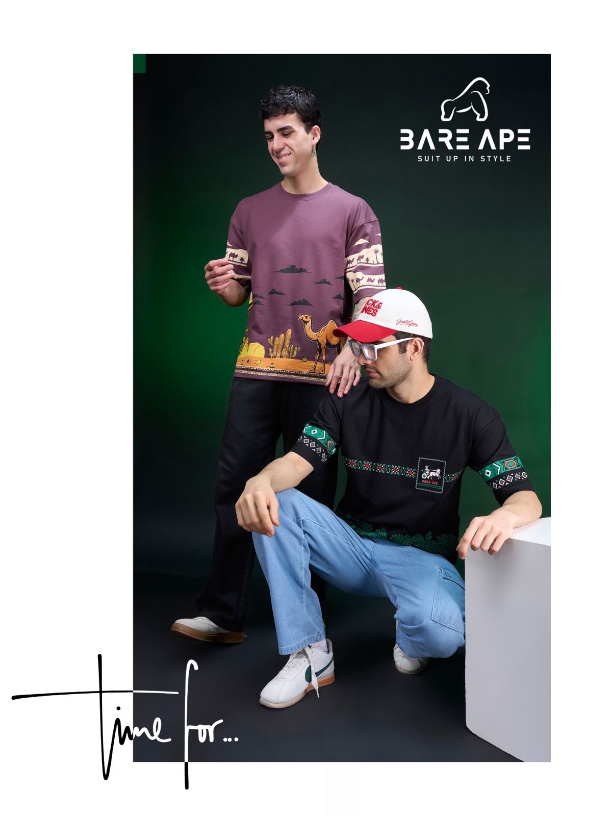 Br 1064 Drop Shoulder Bare Ape Cotton Looper Mens Tshirts Exporter