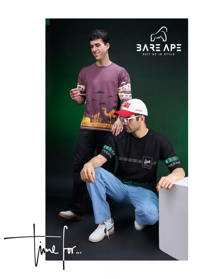 Br 1064 Drop Shoulder Bare Ape Cotton Looper Mens Tshirts Exporter