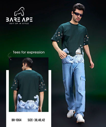 Br 1064 Drop Shoulder Bare Ape Cotton Looper Mens Tshirts Exporter