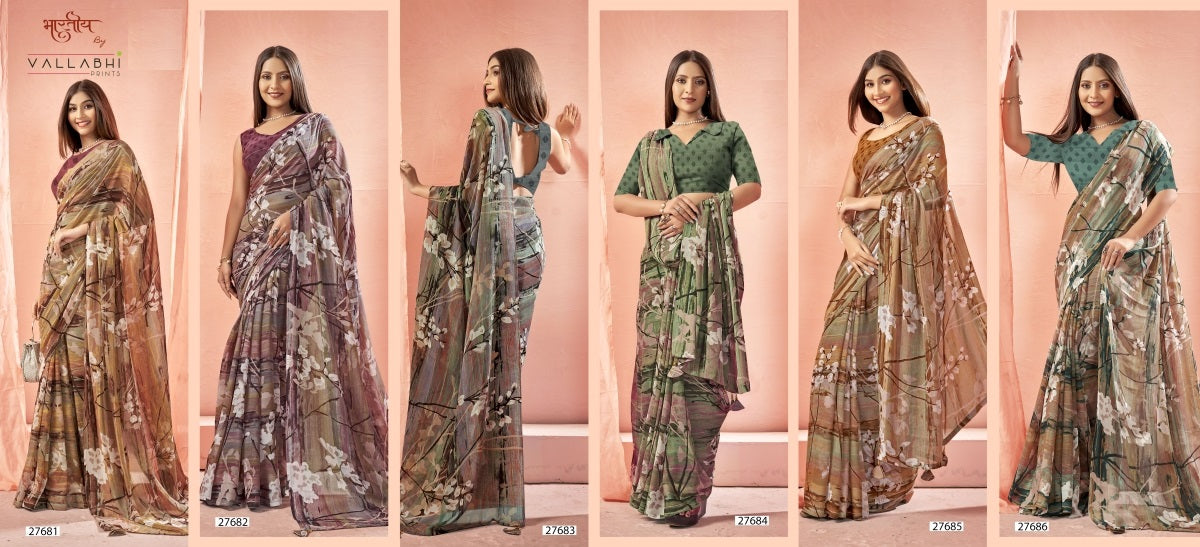 Brahmaputra Vol 2 Vallabhi Prints Georgette Sarees Wholesaler Ahmedabad
