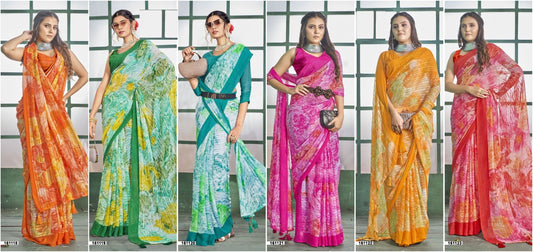 Brahmaputra Vol 5 Vallabhi Prints Georgette Sarees Wholesale Price