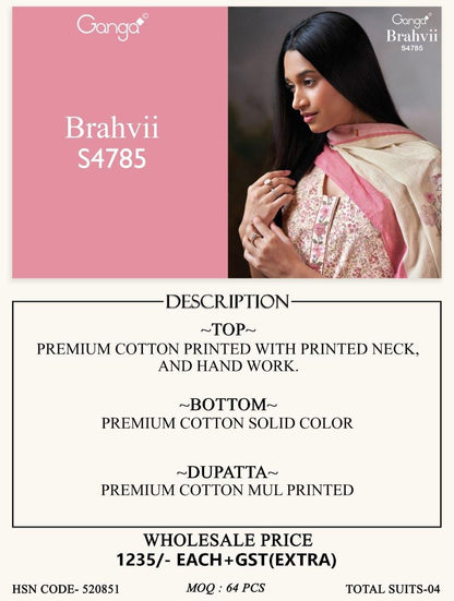 Brahvii S4785 Ganga Cotton Pant Style Suits Wholesaler Gujarat