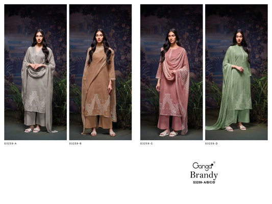 Brandy 3259 Ganga Premium Cotton Plazzo Style Suits Manufacturer Gujarat