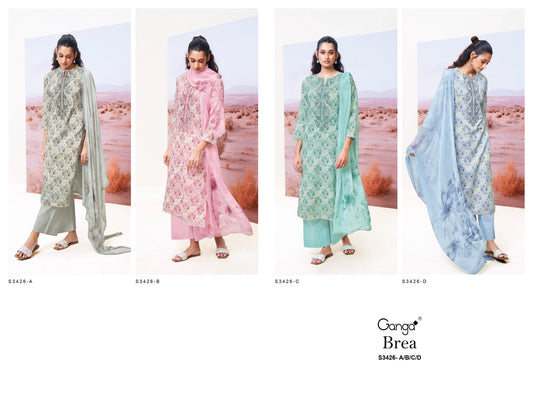 Brea 3426 Ganga Premium Cotton Plazzo Style Suits Wholesaler Gujarat