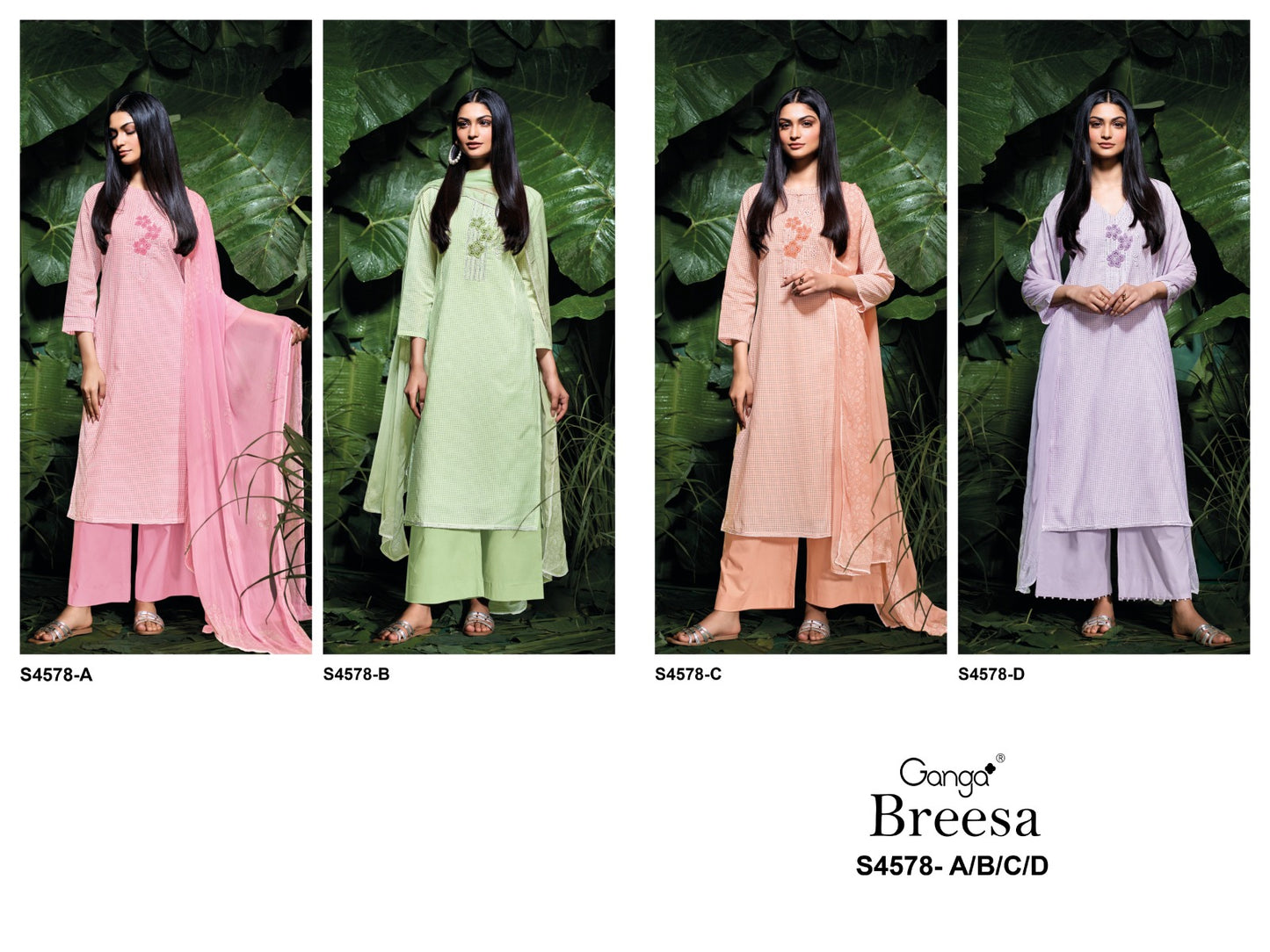Breesa 4578 Ganga Cotton Plazzo Style Suits Wholesale