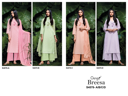 Breesa 4578 Ganga Cotton Plazzo Style Suits Wholesale