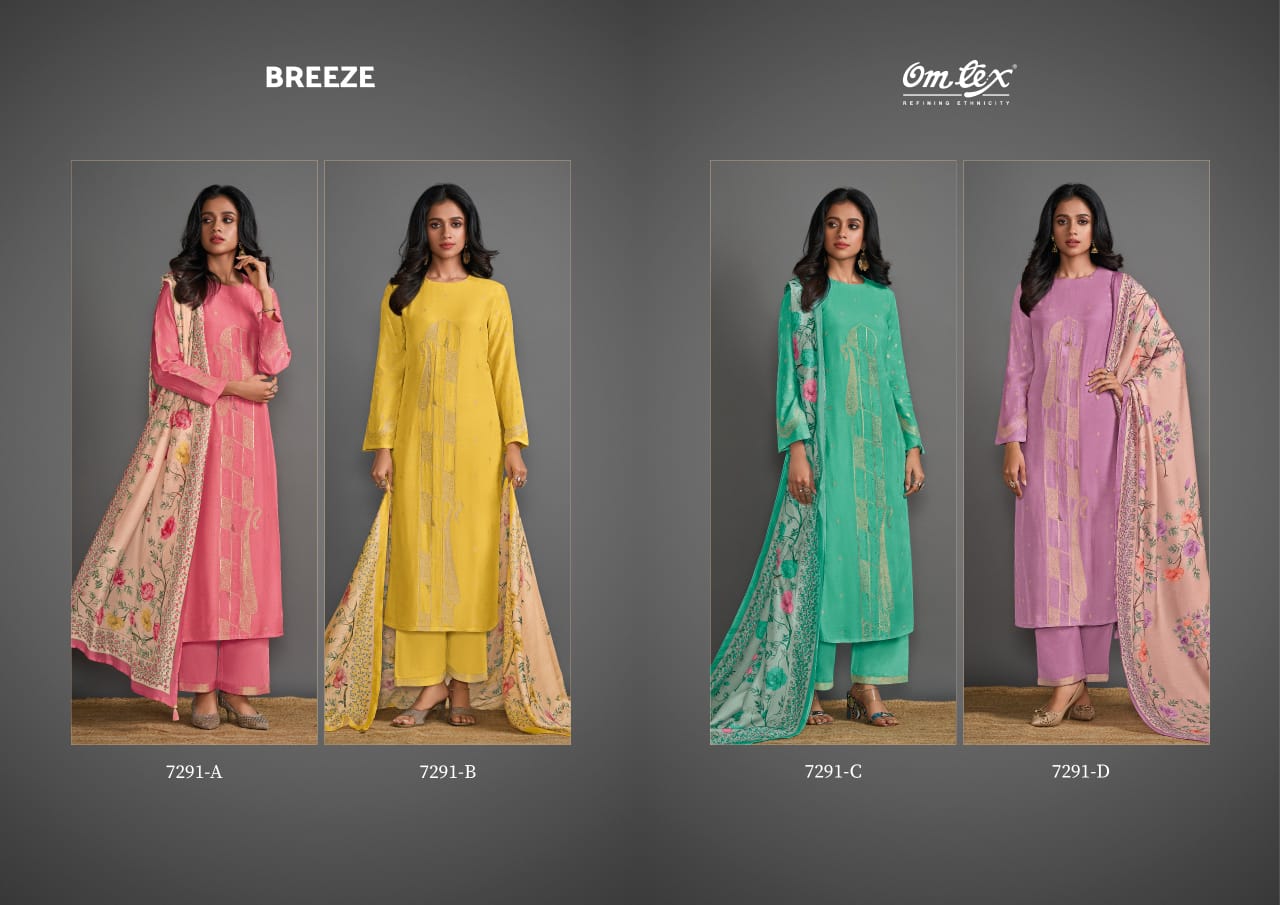 Breeze Omtex Muslin Jacquard Pant Style Suits Supplier Gujarat
