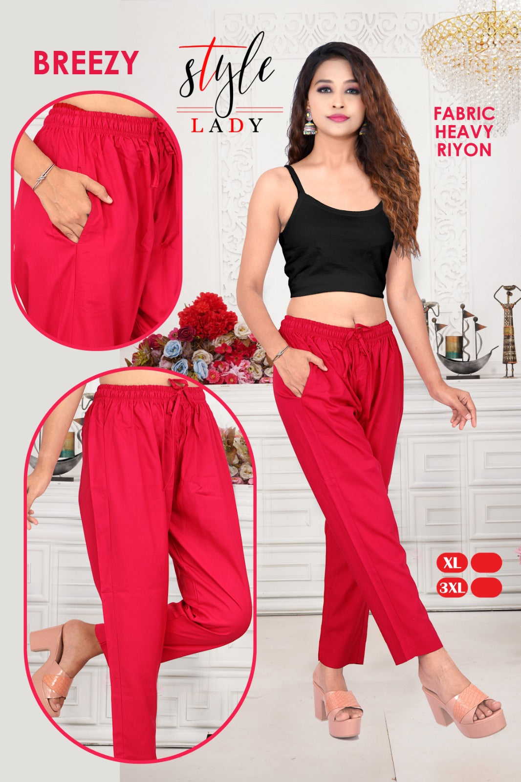 Breezy Colours Ladys Rayon Women Pants Supplier India